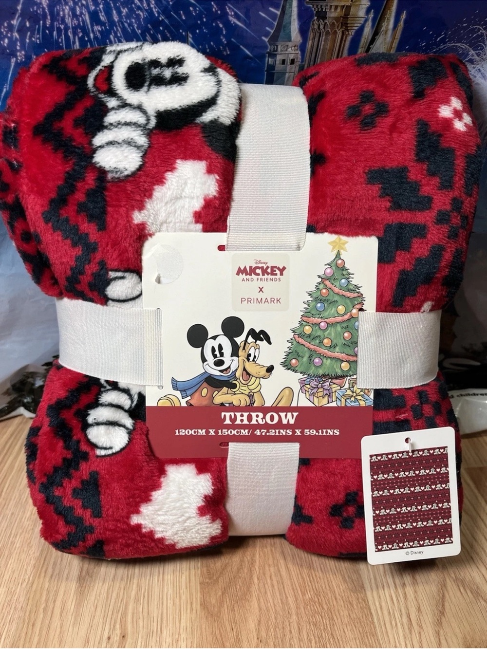 Disney Mickey Mouse & Minnie Mouse Plush Christmas Throw Blanket *Primark*-NEW